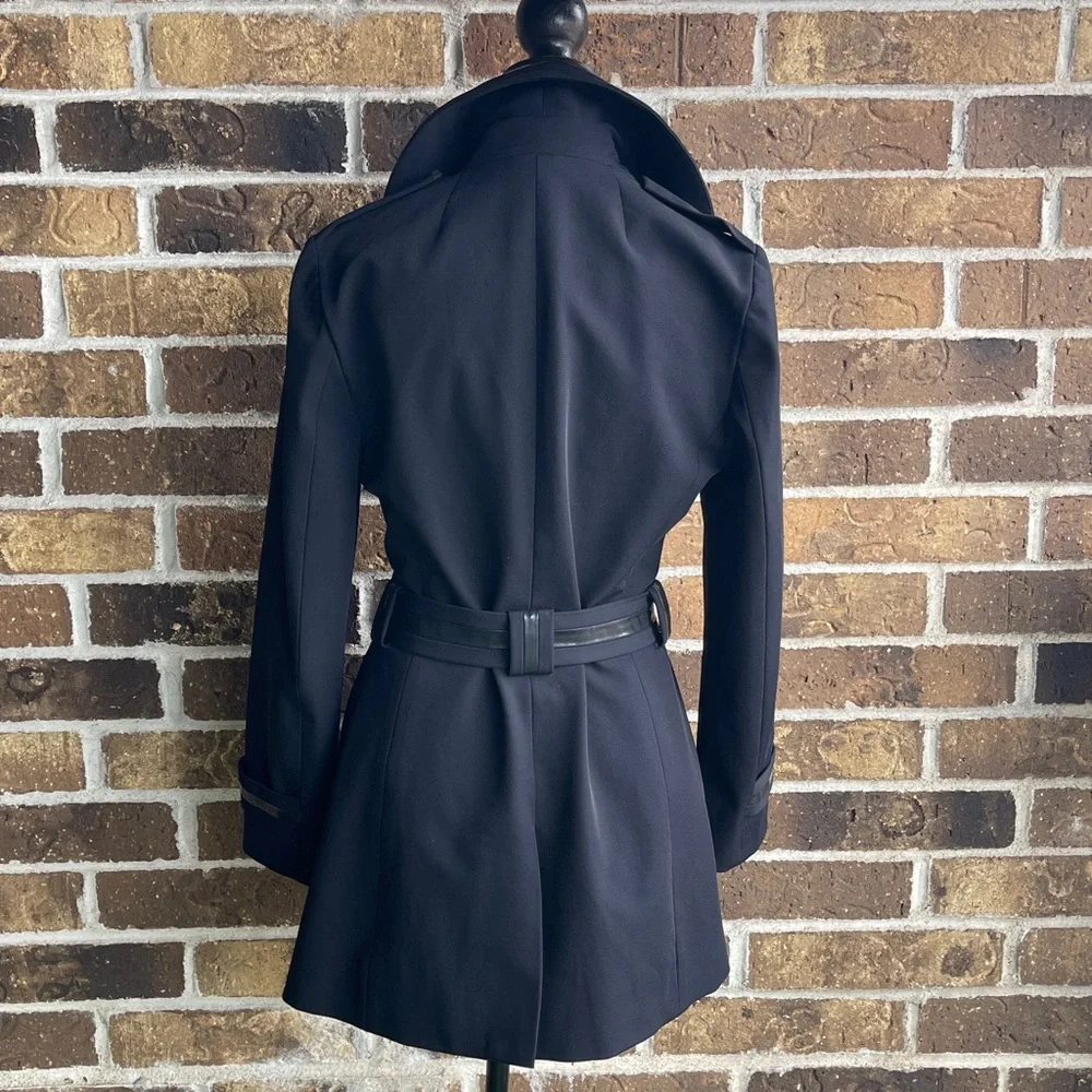 Carlisle Black Trench Coat with Belted Waist - Picture 5 of 15